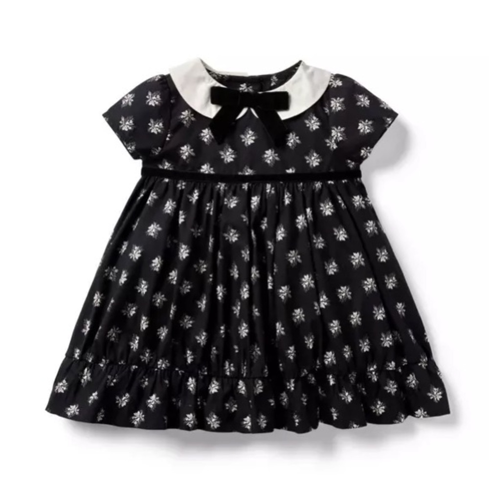 Baby Floral Bow Collar Poplin Dress